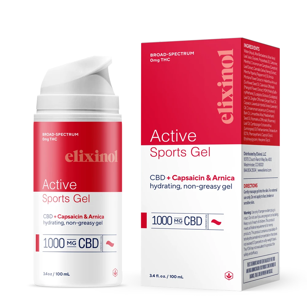 Elixinol, Sports CBD Gel, Broad Spectrum THC-Free, 3.4oz, 1000mg CBD 3