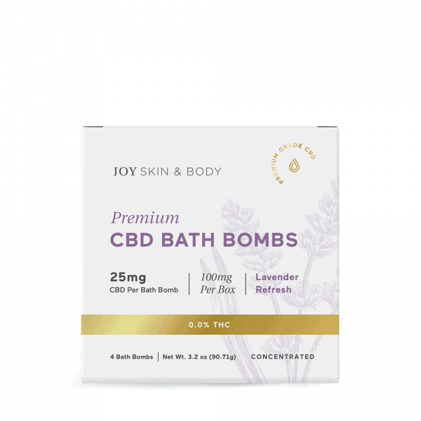 Joy Organics, CBD Bath Bombs, Lavender, Broad Spectrum THC-Free, 4ct, 100mg CBD