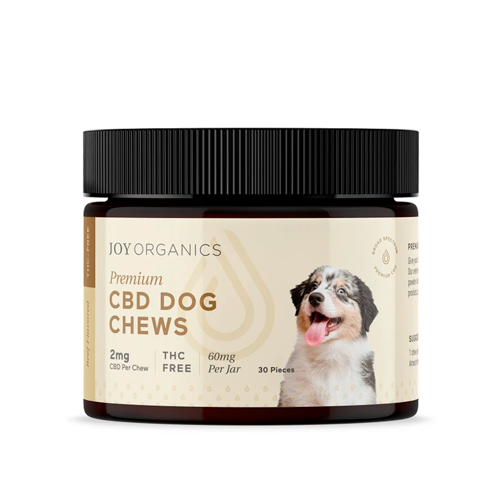 Joy Organics, CBD Dog Chews Treats, Beef Flavored, Broad Spectrum THC-Free, 30ct, 60mg CBD