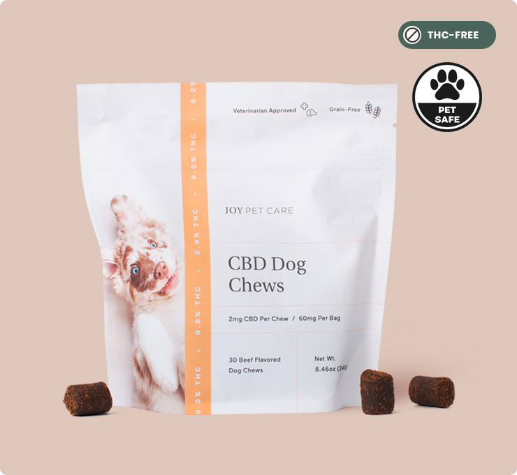 Joy Organics, CBD Dog Chews Treats, Beef Flavored, Broad Spectrum THC-Free, 30ct, 60mg CBD