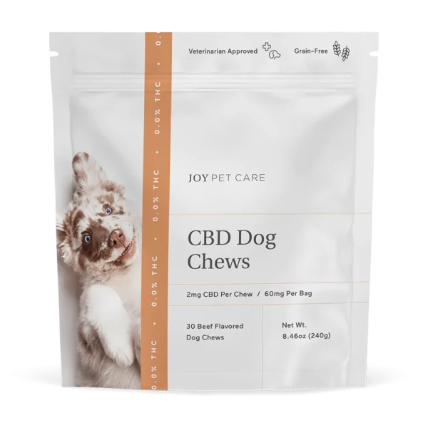 Joy Organics, CBD Dog Chews Treats, Beef Flavored, Broad Spectrum THC-Free, 30ct, 60mg CBD