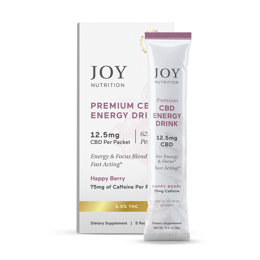 Joy Organics, CBD Energy Drink Mix with Caffeine, Berry, Broad Spectrum THC-Free, 5ct, 250mg CBD