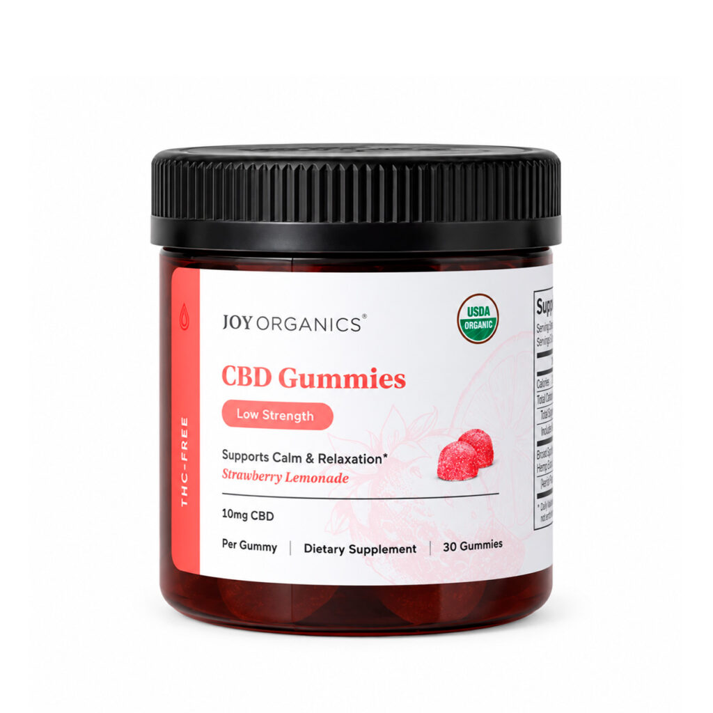 Joy Organics, CBD Gummies, Strawberry Lemonade, Broad Spectrum THC-Free, 30ct, 300mg CBD