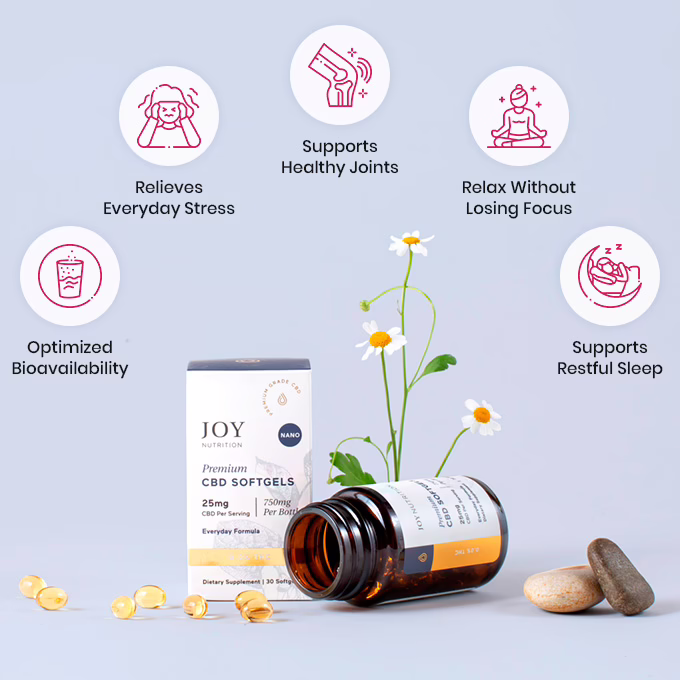 Joy Organics, CBD Softgels, Broad Spectrum THC-Free, 30ct, 300mg CBD