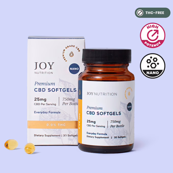 Joy Organics, CBD Softgels, Broad Spectrum THC-Free, 30ct, 750mg CBD