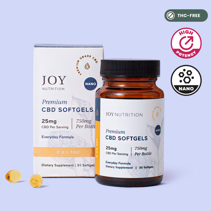 Joy Organics, CBD Softgels, Broad Spectrum THC-Free, 30ct, 750mg CBD