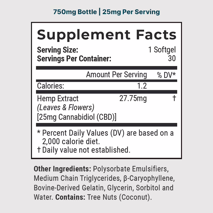 Joy Organics, CBD Softgels, Broad Spectrum THC-Free, 30ct, 750mg CBD