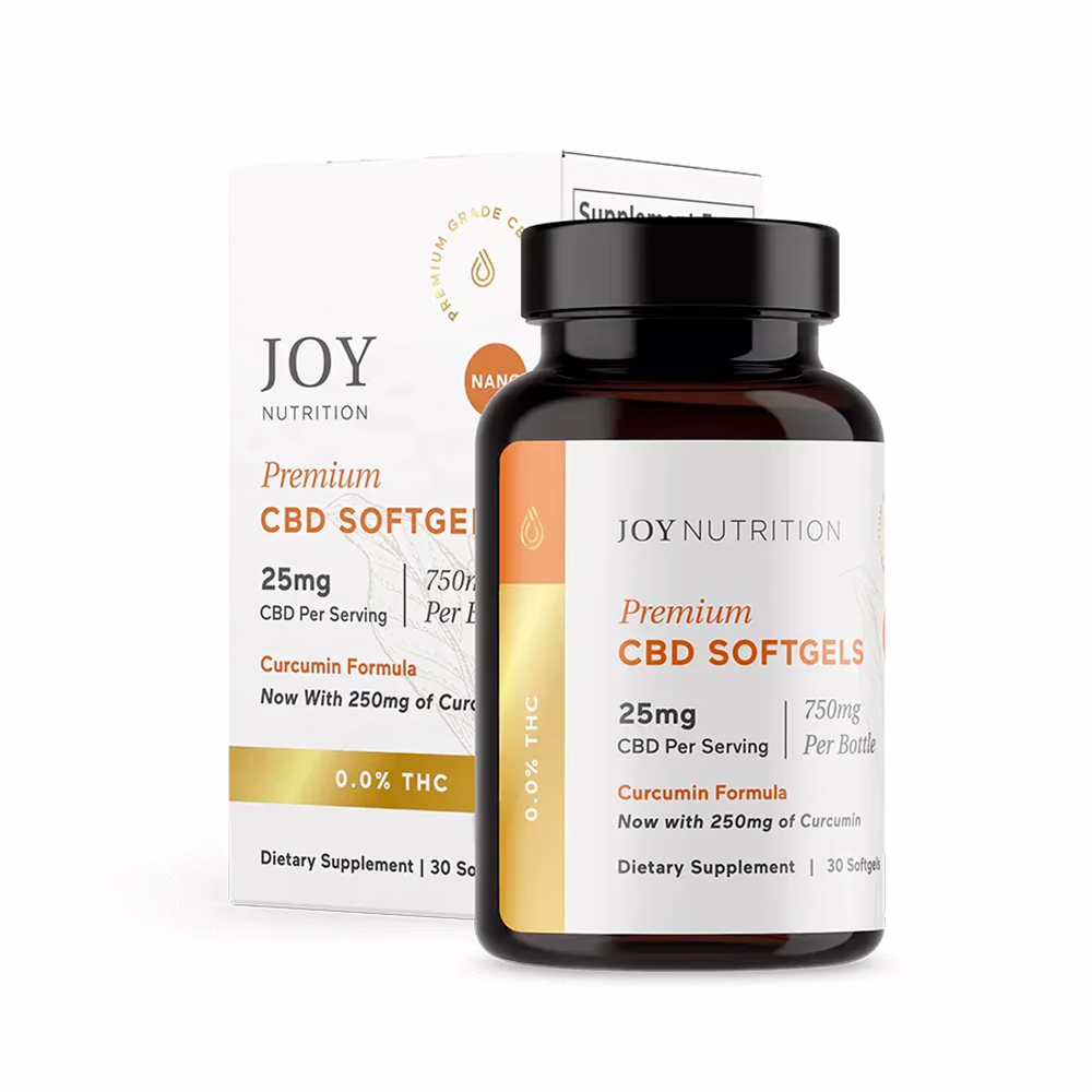 Joy Organics, CBD Softgels with Curcumin, Broad Spectrum THC-Free, 30ct, 750mg CBD Joy Organics, CBD Softgels with Curcumin, Broad Spectrum THC-Free, 30ct, 750mg CBD