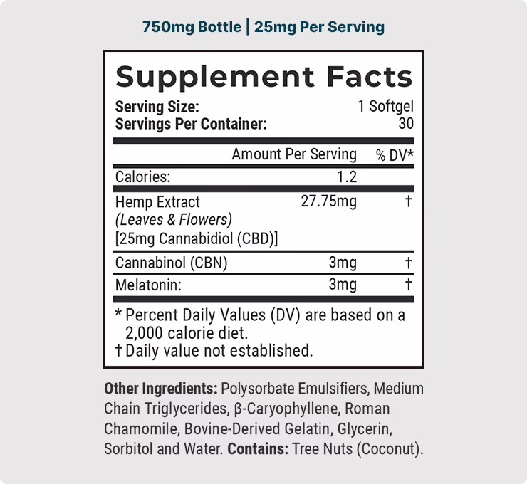 Joy Organics, CBD Softgels with Melatonin + CBN for Sleep, Broad Spectrum THC-Free, 30ct, 750mg CBD