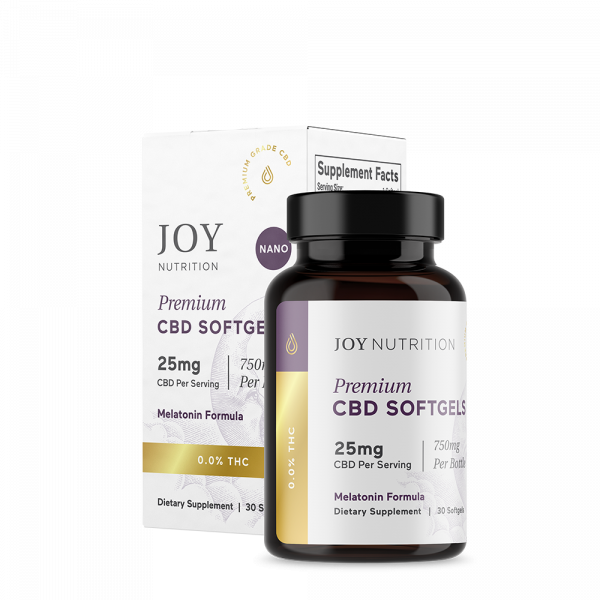 Joy Organics, CBD Softgels with Melatonin & CBN for Sleep, Broad Spectrum THC-Free, 30ct, 750mg CBD