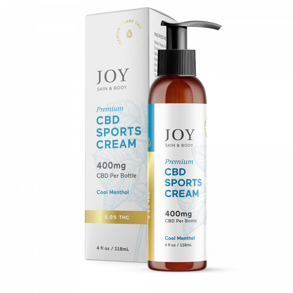 Joy Organics, CBD Sports Cream, Cool Menthol, Broad Spectrum THC-Free, 4oz, 400mg CBD