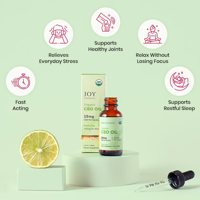 Joy Organics, Fresh Lime Organic CBD Tincture, Full Spectrum, 1fl oz, 1350mg CBD