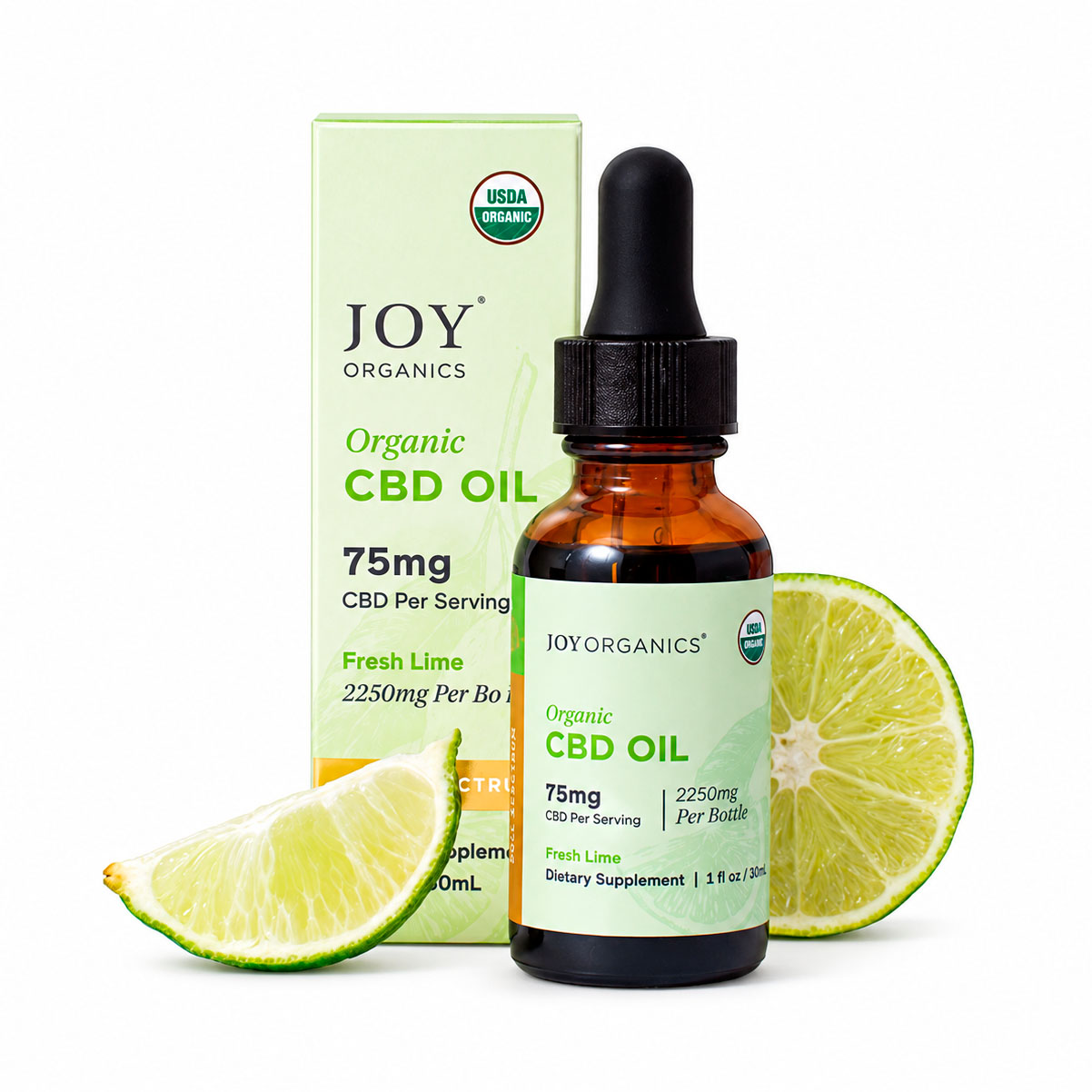 Joy Organics, Fresh Lime Organic CBD Tincture, Full Spectrum, 1fl oz, 2250mg CBD