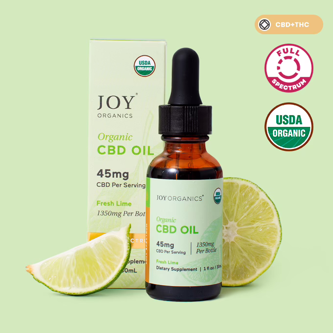 Joy Organics, Fresh Lime Organic CBD Tincture, Full Spectrum, 1fl oz, 900mg CBD