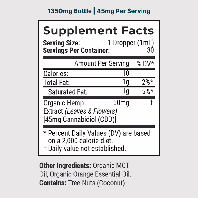 Joy Organics, Orange Bliss Organic CBD Tincture, Broad Spectrum THC-Free, 1fl oz, 1350mg CBD
