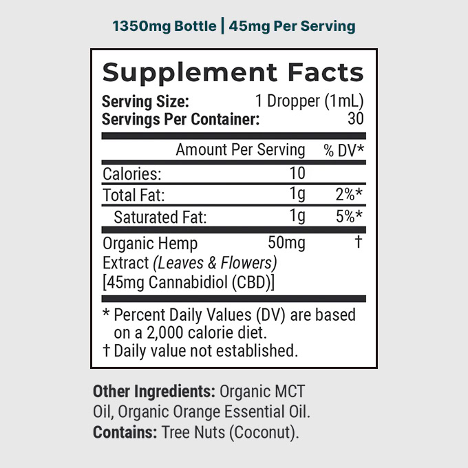 Joy Organics, Orange Bliss Organic CBD Tincture, Broad Spectrum THC-Free, 1fl oz, 1350mg CBD