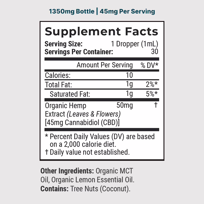 Joy Organics, Summer Lemon Organic CBD Tincture, Broad Spectrum THC-Free, 1fl oz, 1350mg CBD