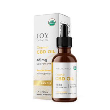 Joy Organics, Summer Lemon Organic CBD Tincture, Broad Spectrum THC-Free, 1fl oz, 1350mg CBD