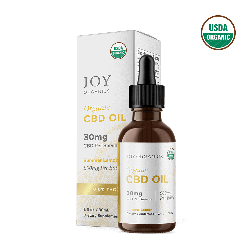 Joy Organics, Summer Lemon Organic CBD Tincture, Broad Spectrum THC-Free, 1oz, 900mg CBD