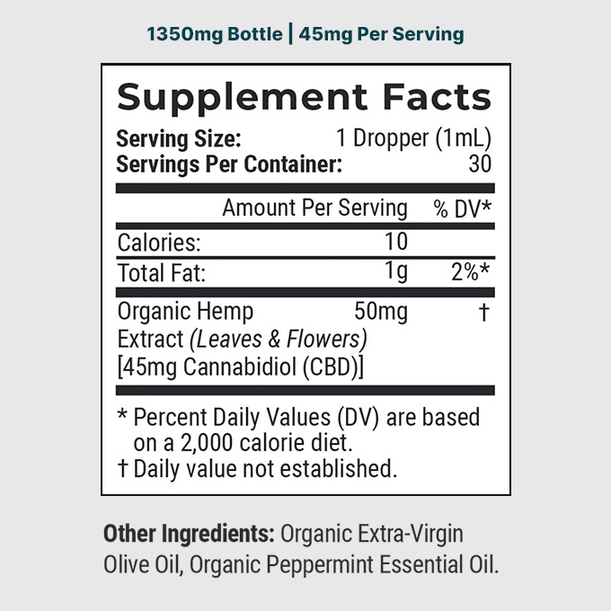 Joy Organics, Tranquil Mint Organic CBD Tincture, Broad Spectrum THC-Free, 1fl oz, 1350mg CBD