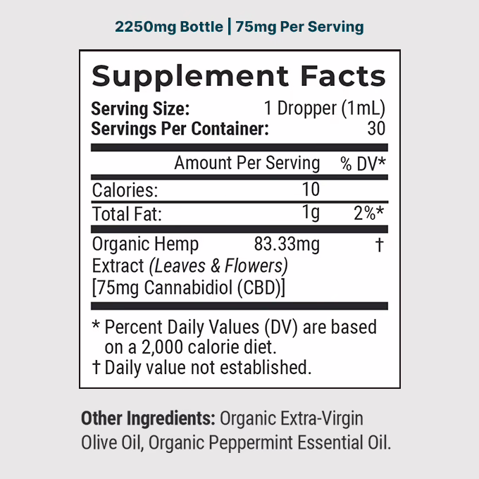 Joy Organics, Tranquil Mint Organic CBD Tincture, Broad Spectrum THC-Free, 1fl oz, 2250mg CBD