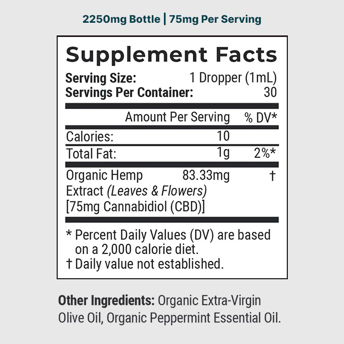 Joy Organics, Tranquil Mint Organic CBD Tincture, Broad Spectrum THC-Free, 1fl oz, 2250mg CBD
