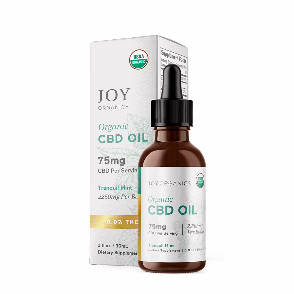 Joy Organics, Tranquil Mint Organic CBD Tincture, Broad Spectrum THC-Free, 1fl oz, 2250mg CBD Joy Organics, Tranquil Mint Organic CBD Tincture, Broad Spectrum THC-Free, 1fl oz, 2250mg CBD