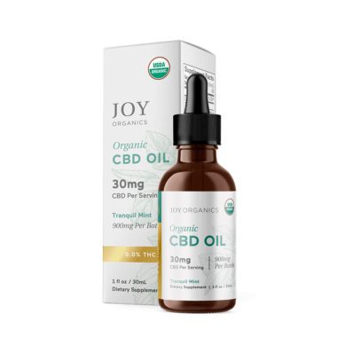 Joy Organics, Tranquil Mint Organic CBD Tincture, Broad Spectrum THC-Free, 1fl oz, 900mg CBD