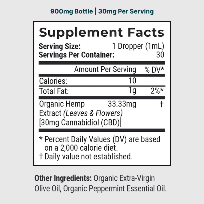 Joy Organics, Tranquil Mint Organic CBD Tincture, Broad Spectrum THC-Free, 1fl oz, 900mg CBD