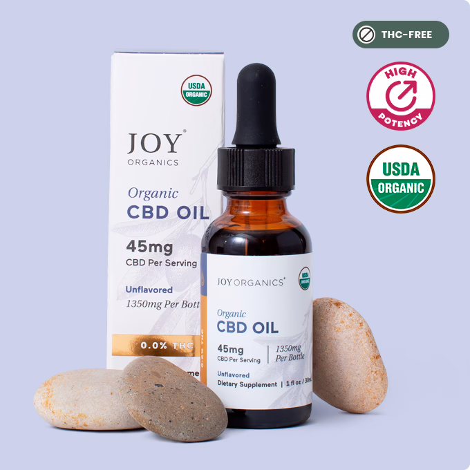 Joy Organics, Unflavored Organic CBD Tincture, Broad Spectrum THC-Free, 1fl oz, 450mg CBD
