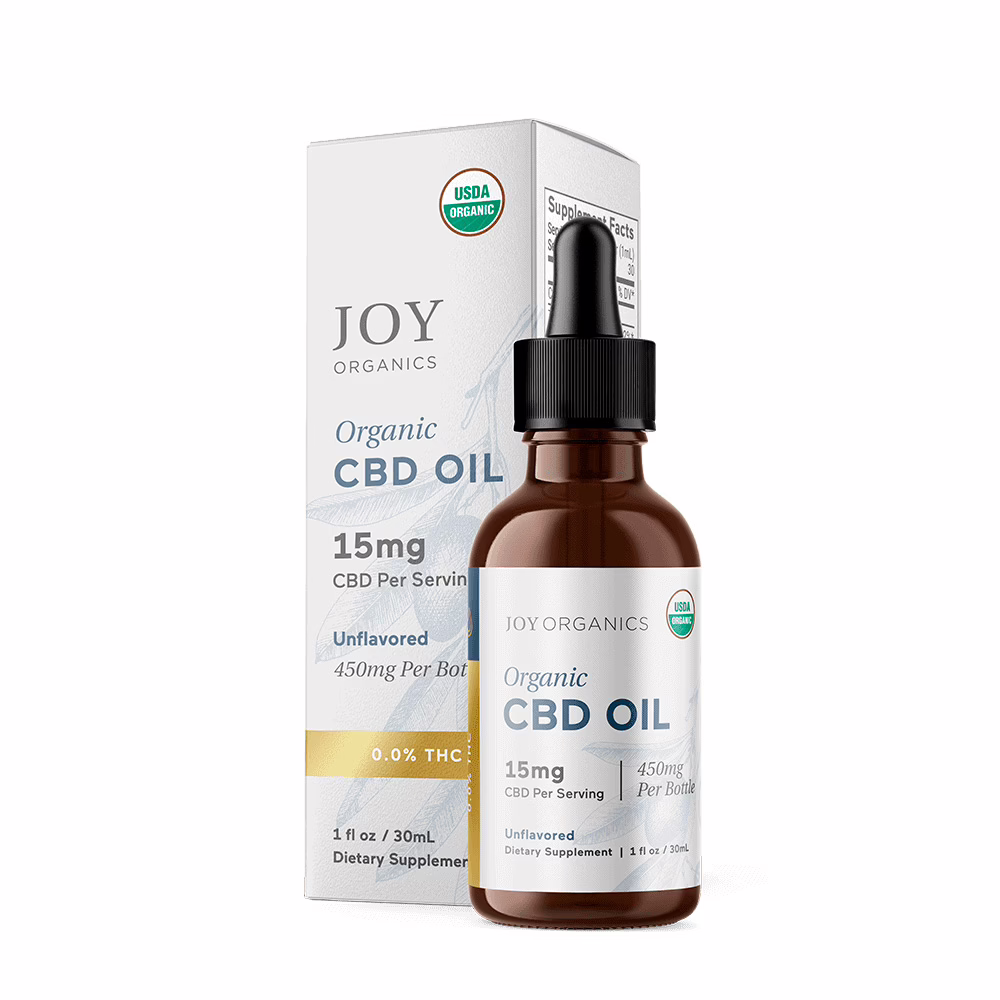 Joy Organics, Unflavored Organic CBD Tincture, Broad Spectrum THC-Free, 1fl oz, 450mg CBD