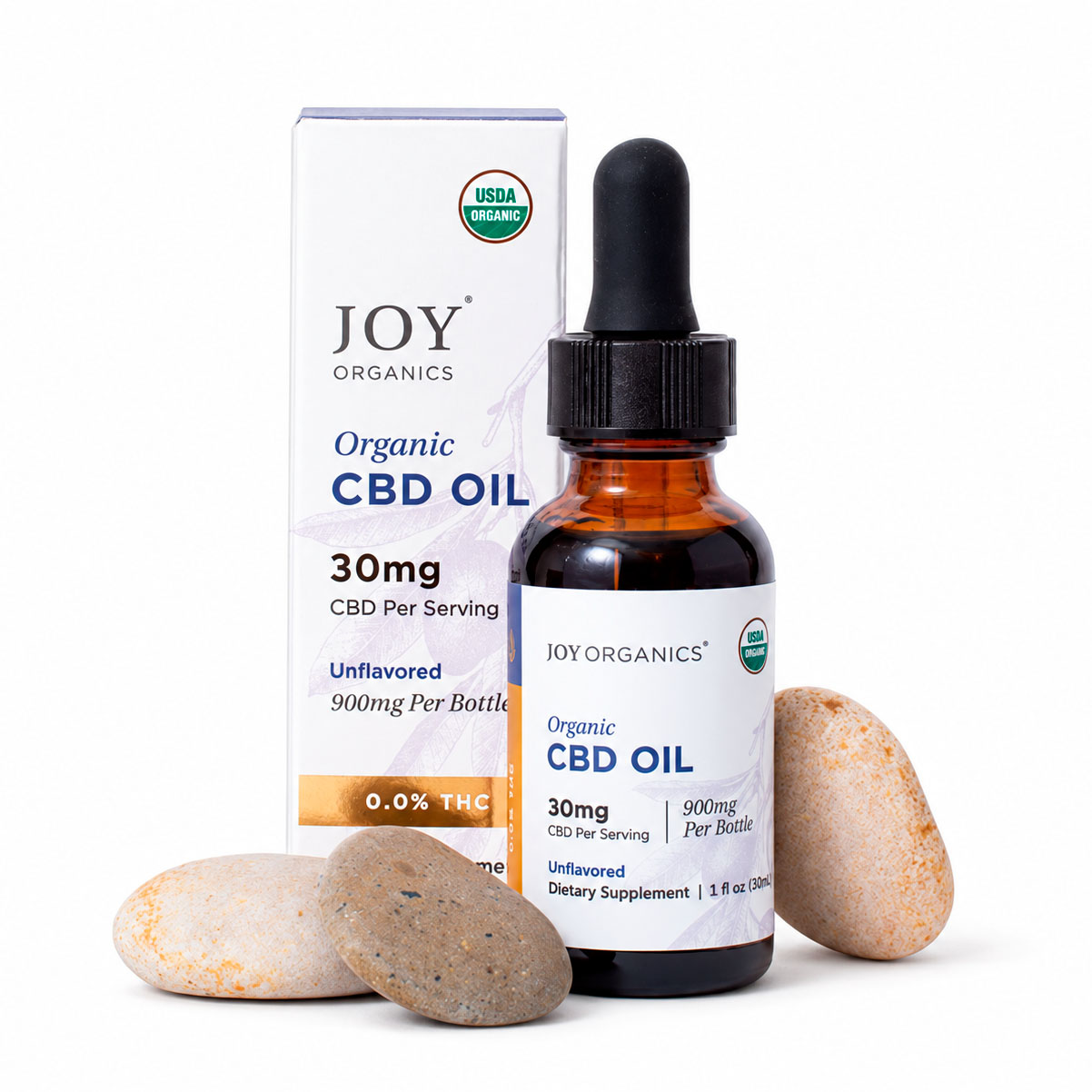 Joy Organics, Unflavored Organic CBD Tincture, Broad Spectrum THC-Free, 1fl oz, 900mg CBD