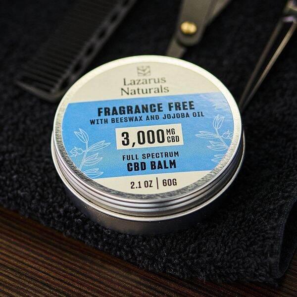 Lazarus Naturals, Fragrance Free CBD Balm, Beeswax & Jojoba, Full Spectrum, 2.1oz, 3000mg CBD 1