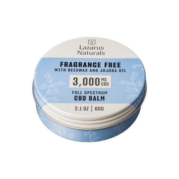 Lazarus Naturals, Fragrance Free CBD Balm, Beeswax & Jojoba, Full Spectrum, 2.1oz, 3000mg CBD 1