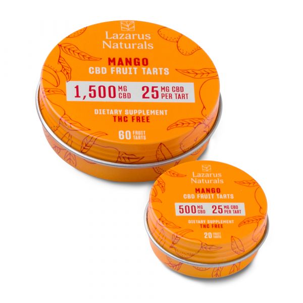 Lazarus Naturals, Mango CBD Fruit Tarts, Isolate THC-Free, 60ct, 1500mg CBD