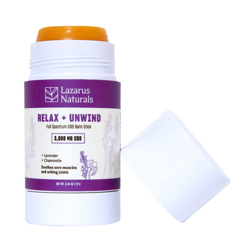 Lazarus Naturals, Relax + Unwind CBD Balm Stick, Lavender Chamomile