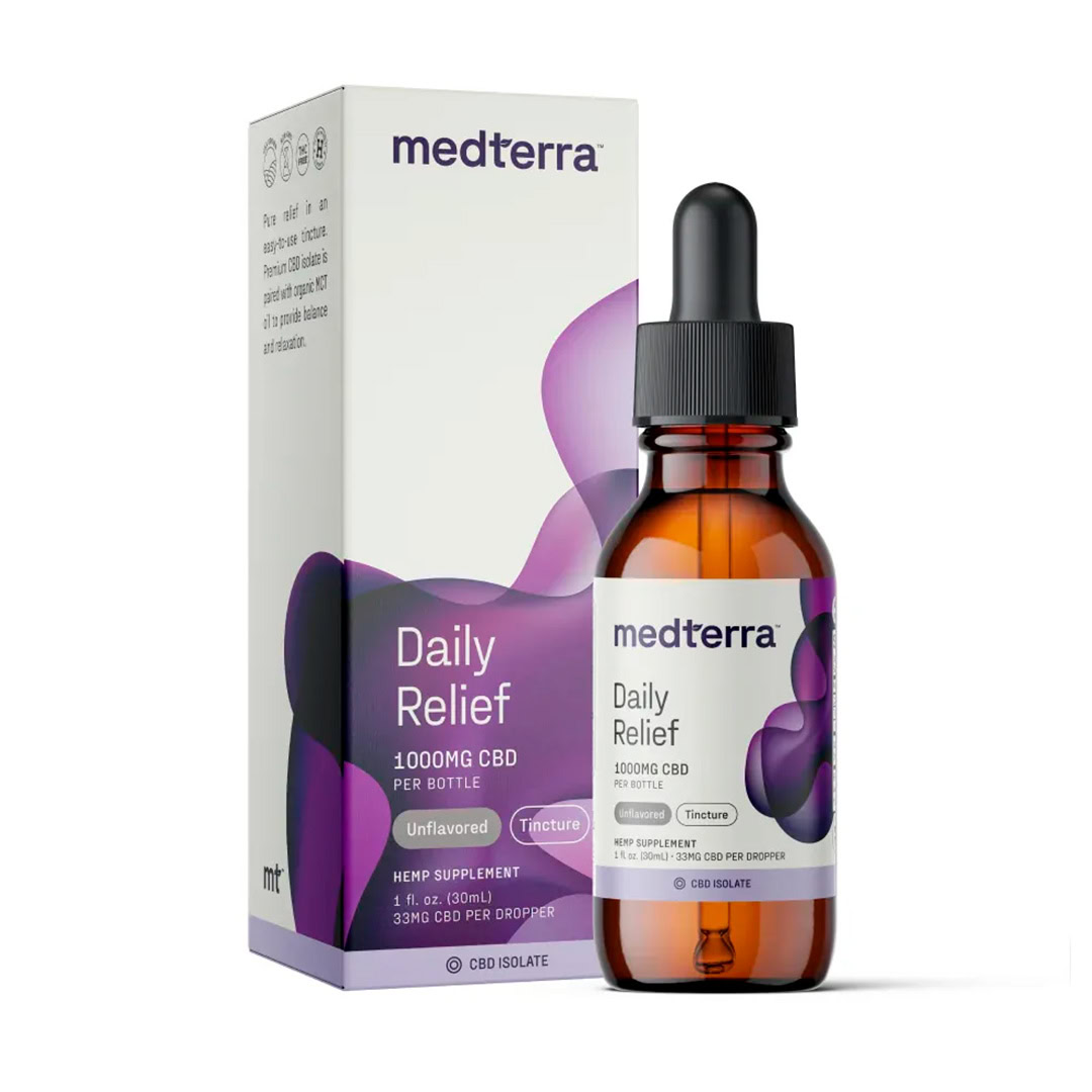 Medterra, Daily Relief CBD Oil, Unflavored, Isolate THC-Free, 1fl oz, 1000mg CBD