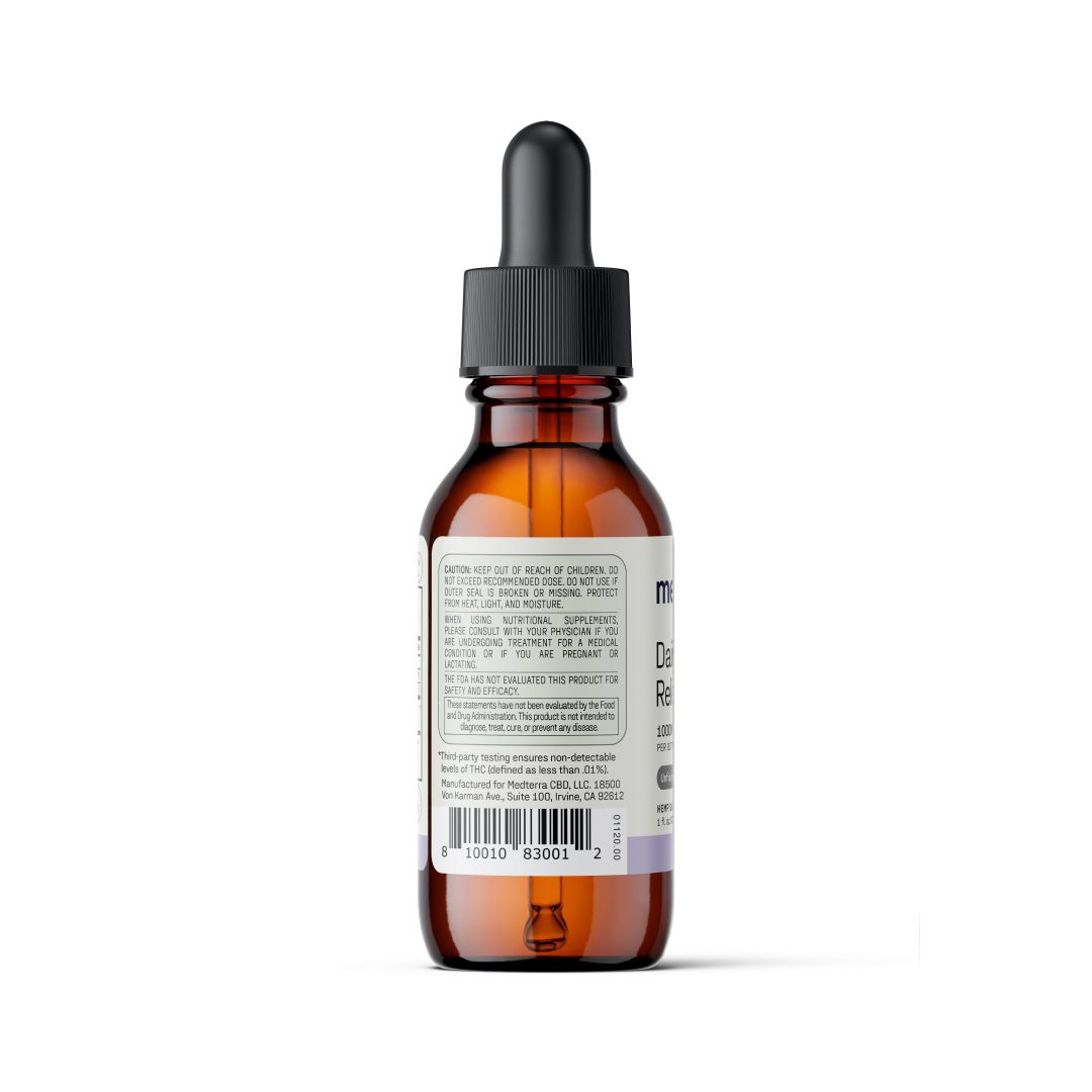 Medterra, Daily Relief CBD Oil, Unflavored, Isolate THC-Free, 1fl oz, 3000mg CBD