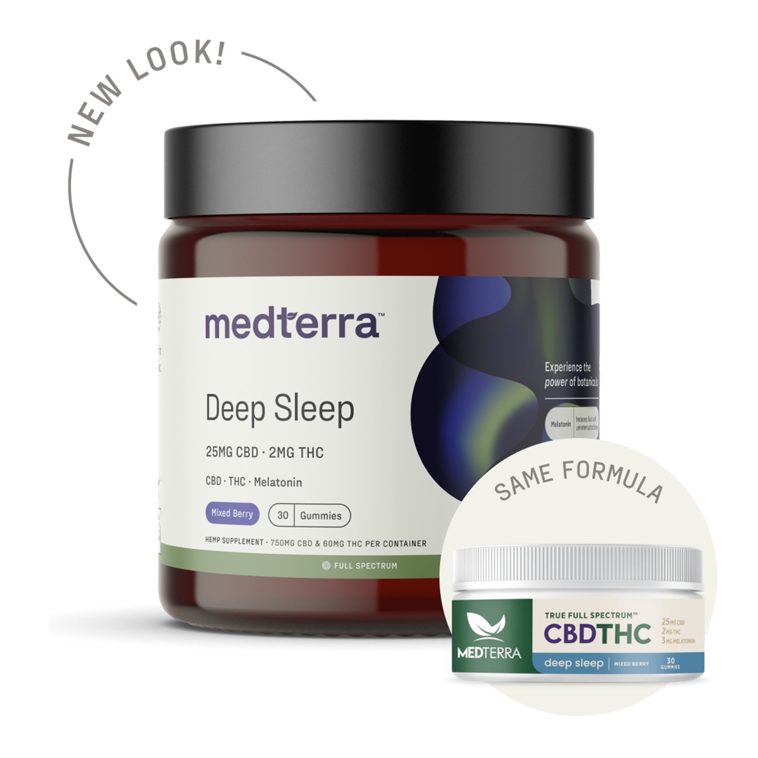 Medterra, Deep Sleep 25mg CBD + 2mg THC Gummies, Mixed Berry, Full Spectrum, 30ct, 60mg THC + 750mg CBD4