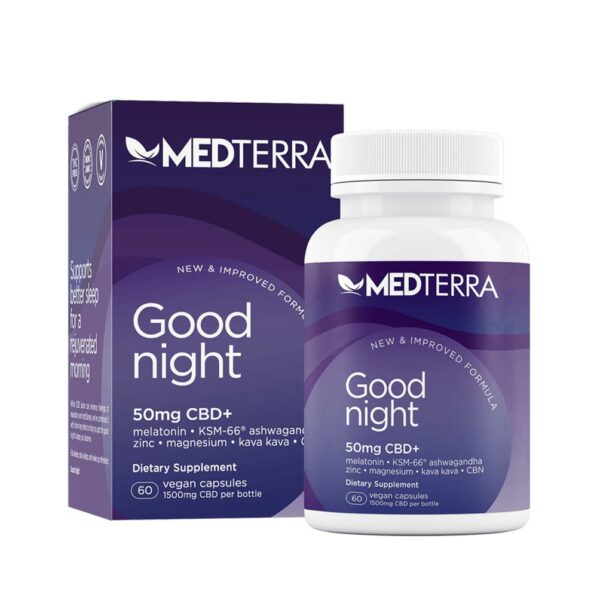 Medterra, Liposomal CBD + CBN Capsules, Good Night, Isolate THC-Free, 30ct, 45mg CBN + 1500mg CBD