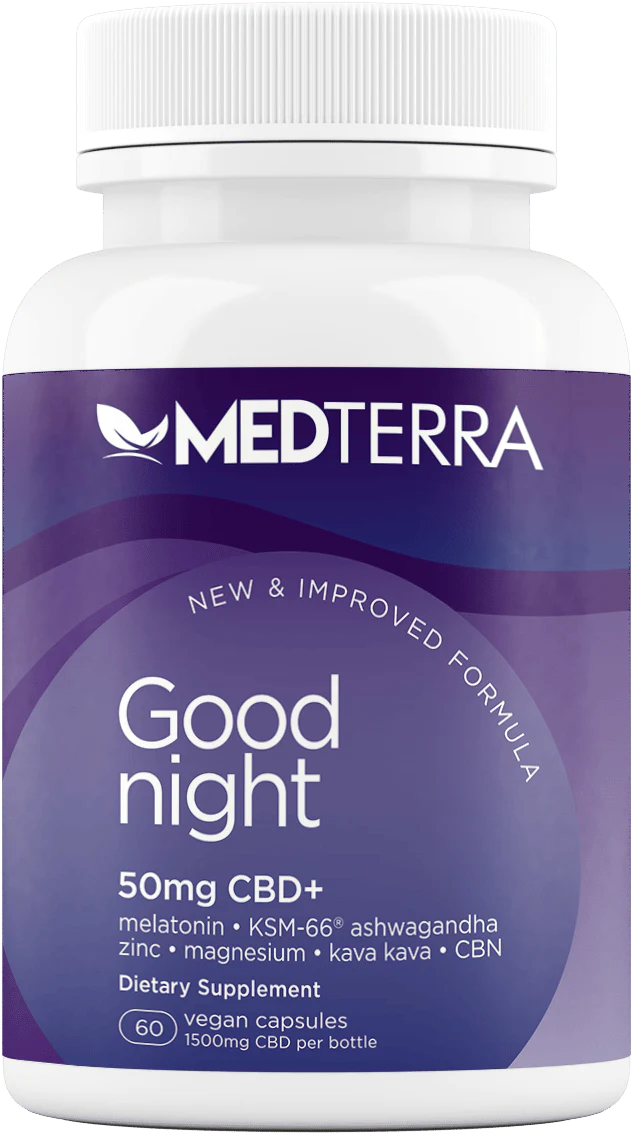 Medterra, Liposomal CBD + CBN Capsules, Good Night, Isolate THC-Free, 30ct, 45mg CBN + 1500mg CBD 1