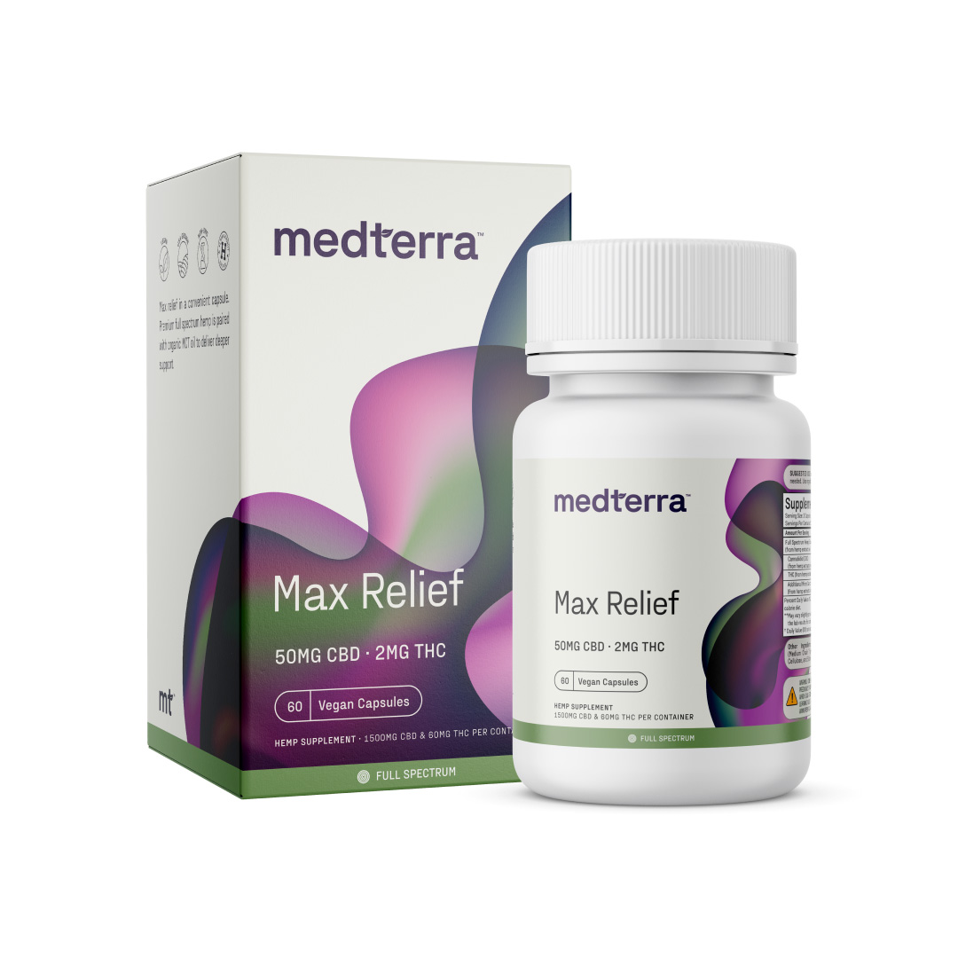 Medterra, Max Relief CBD Capsules, Full Spectrum, 60ct, 1500mg CBD