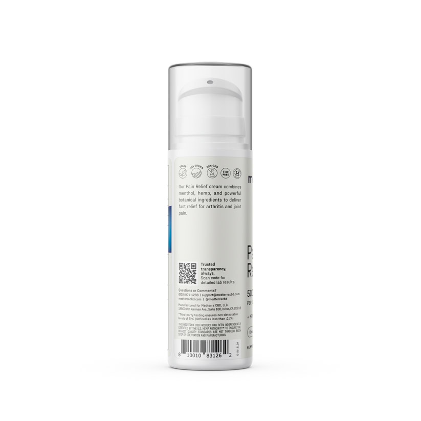 Medterra, Pain Relief CBD Cream, Isolate THC-Free, 1.7fl oz, 1000mg CBD 5