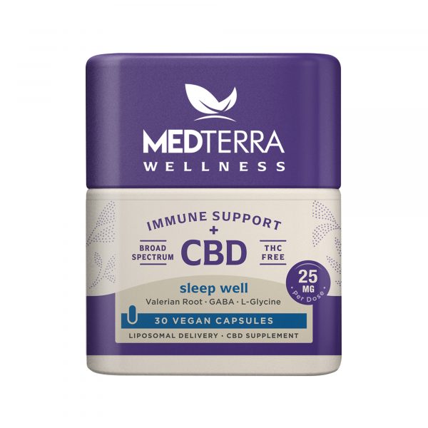 Medterra, Wellness CBD Capsules, Sleep Well, Broad Spectrum THC-Free, 30ct, 750mg CBD 1