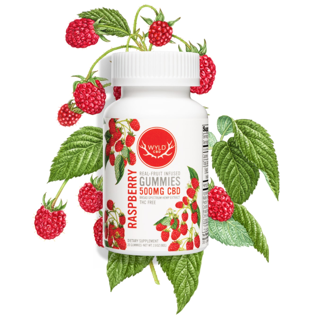 Wyld CBD, Raspberry Gummies, Broad Spectrum THC-Free, 20ct, 500mg CBD