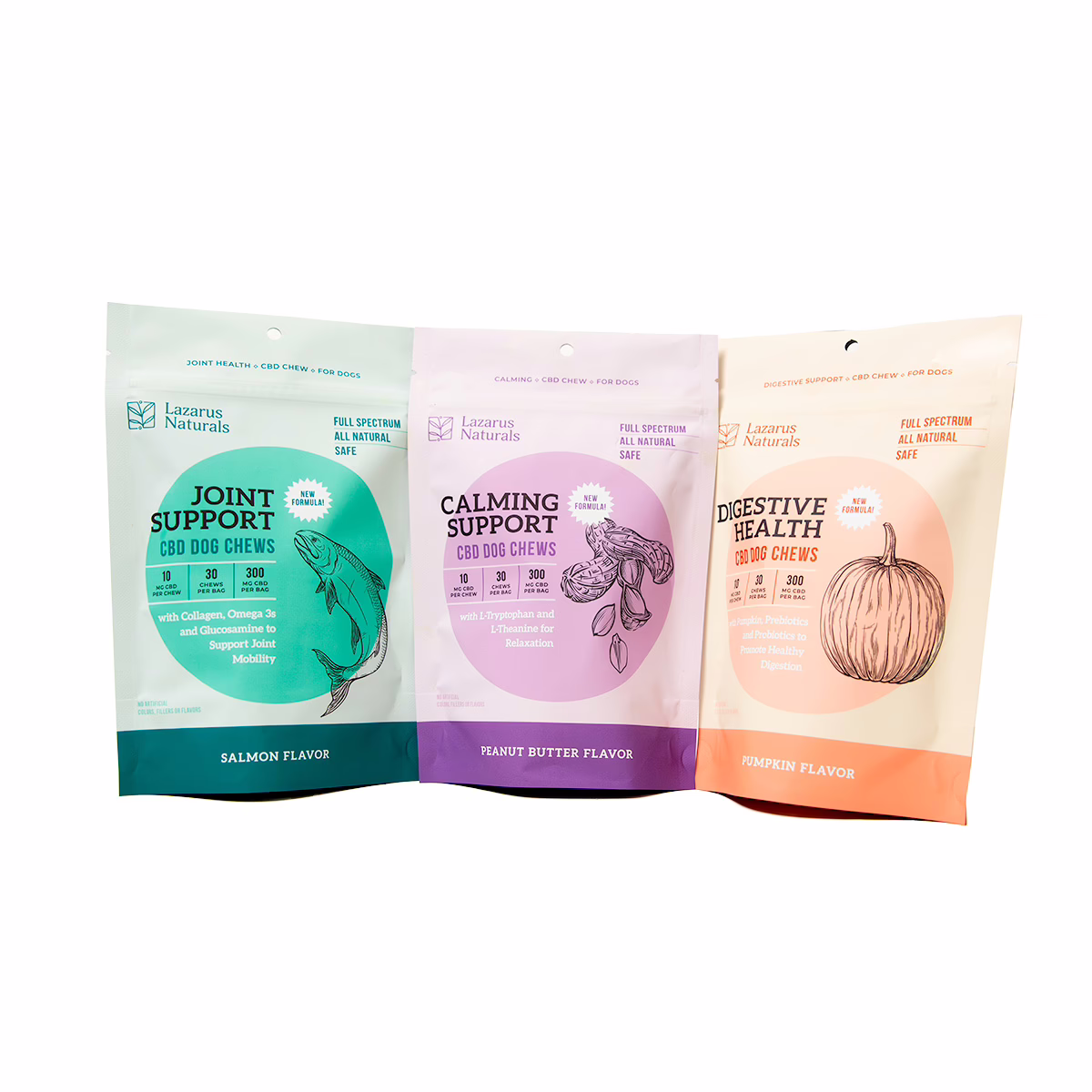Lazarus Naturals, Digestive Health CBD Dog Chews, Full Spectrum, 30ct, 300mg CBD