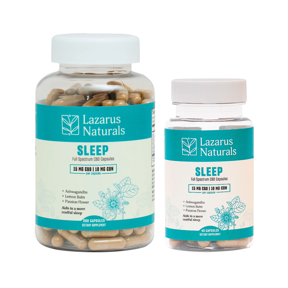 Lazarus Naturals, Sleep CBD Capsules, Full Spectrum, 40ct, 400mg CBN + 600mg CBD