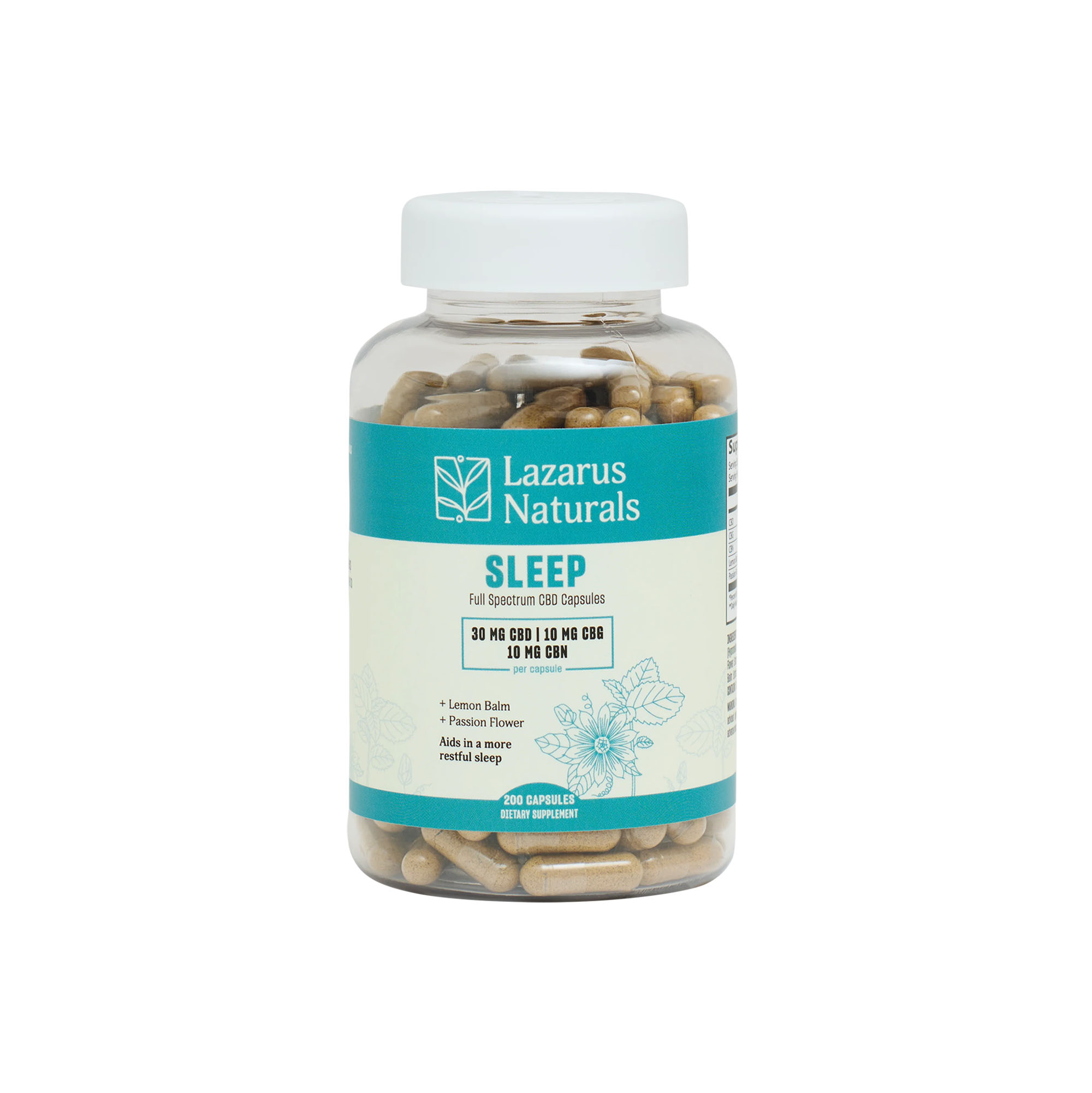 Lazarus Naturals, Sleep Cannabinoid Capsules, Full Spectrum, 200ct, 2000mg CBG + 2000mg CBN + 6000mg CBD