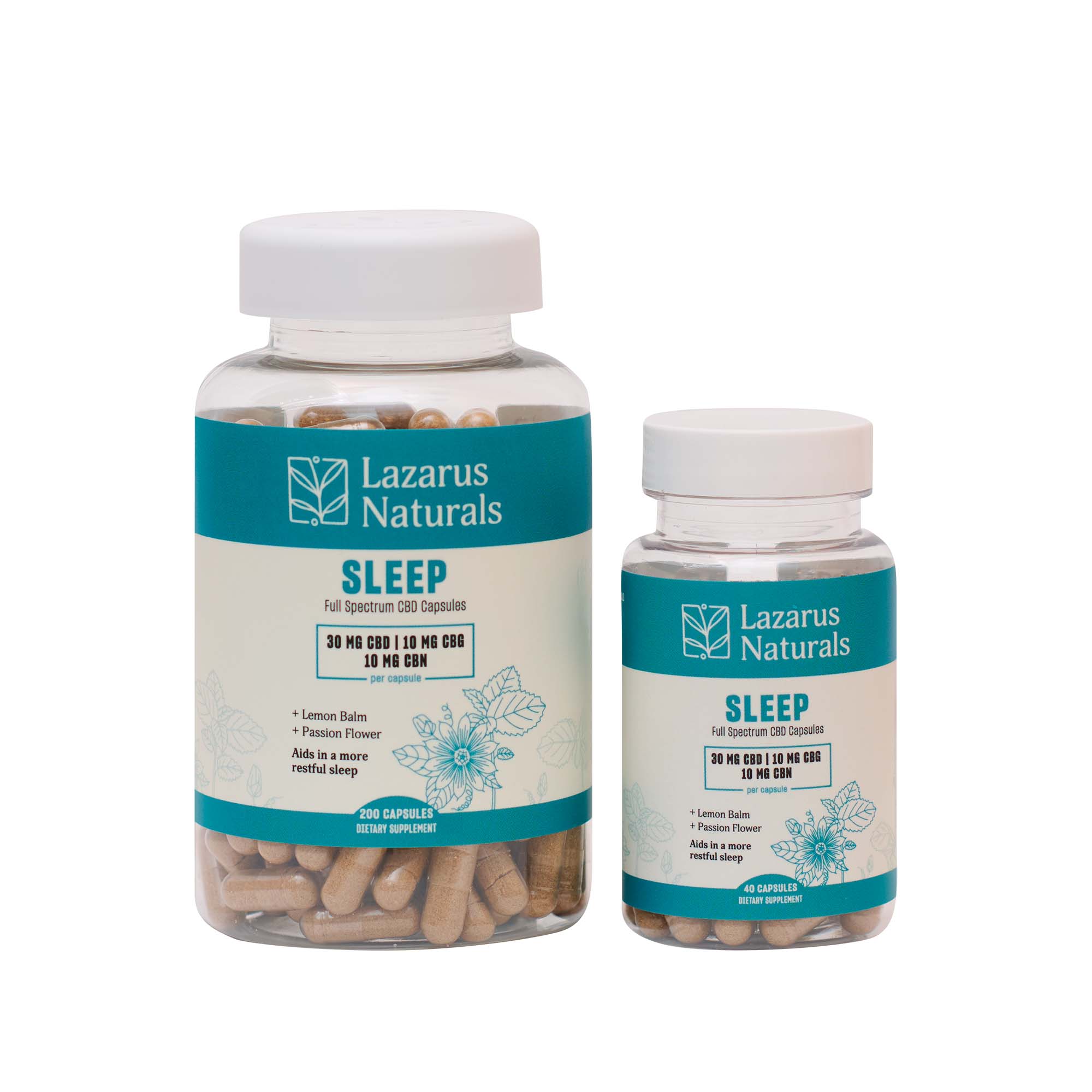 Lazarus Naturals, Sleep Cannabinoid Capsules, Full Spectrum, 40ct, 400mg CBG + 400mg CBN + 1200mg CBD 1