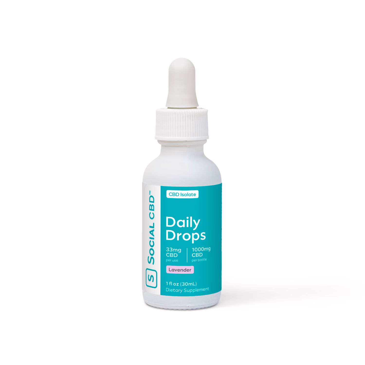 Social CBD, CBD Oil Drops, Lavender, Isolate THC-Free, 1fl oz, 1000mg CBD